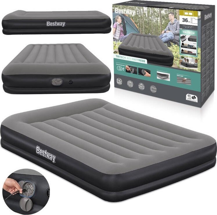 Bestway dmuchany Materac Tritech z wbudowaną pompką USB 152x203cm 671BU