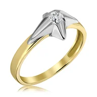 Pierścionki - Pierścionek zaręczynowy dwukolorowy z brylantem 0.17 ct - WB-17-35 - miniaturka - grafika 1