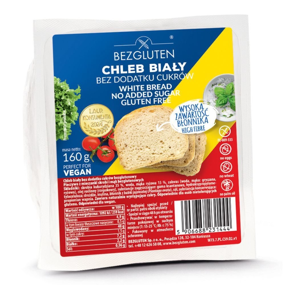 Bezgluten Chleb biały bez dodatku cukrów 160 g b/g