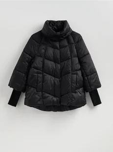 Reserved - Pikowana kurtka z wysokim kołnierzem - czarny - Moda i Uroda OUTLET - miniaturka - grafika 1