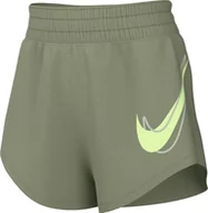 Spodenki damskie - Nike One Swoosh szorty do biegania z technologią Dri-Fit, zintegrowane slipy i średni ściągacz dla kobiet, zielony (Oil Green) HJ2195-386, M - miniaturka - grafika 1
