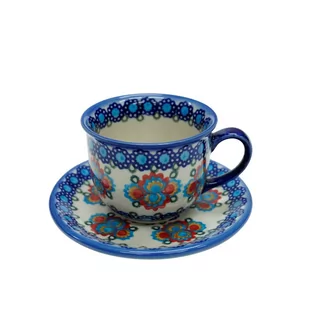 Ceramiczna filiżanka ze spodkiem Ceramika Bolesławiec - Filiżanki - miniaturka - grafika 1