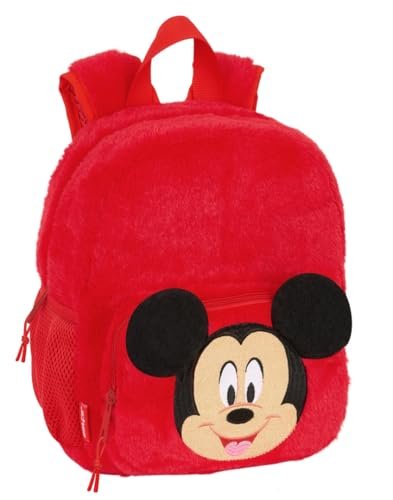 Safta MICKEY MOUSE plecak do przedszkola, dostosowany do wózka, łatwy do czyszczenia, idealny dla dzieci w różnym wieku, wygodny i wszechstronny, jakość i wytrzymałość, 22 x 10 x 27 cm, Czerwone, M,