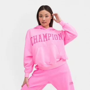 Damska bluza dresowa nierozpinana z kapturem Champion Rochester Hooded Sweatshirt - różowa - CHAMPION - Bluzy sportowe damskie - miniaturka - grafika 1