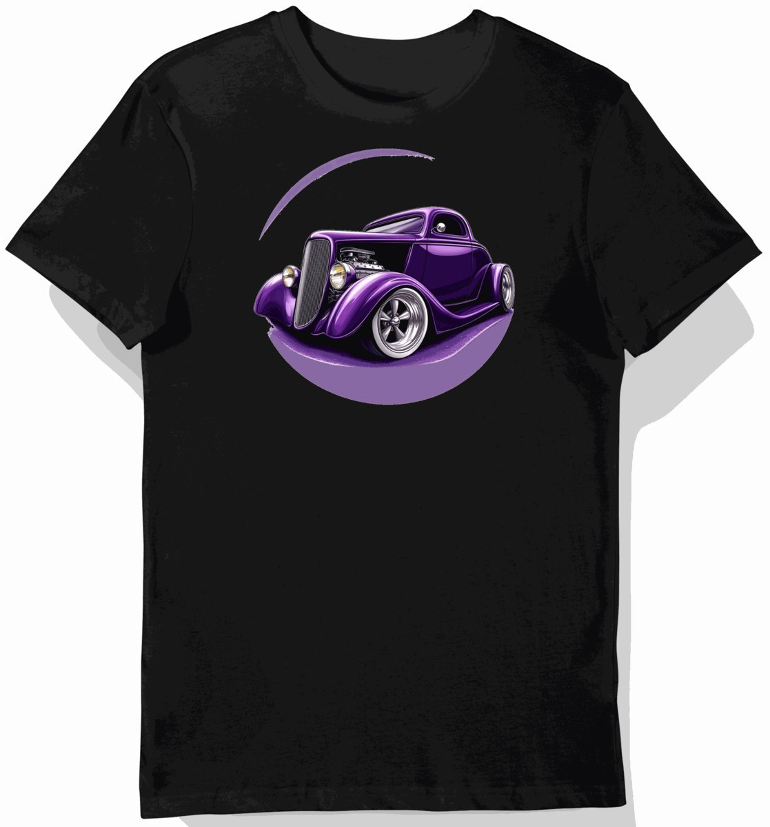 Koszulka męska czarna z nadrukiem klasycznego hot roda 5855 XXL