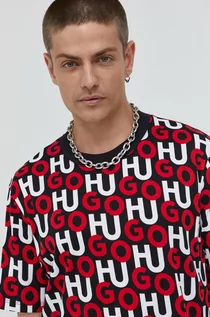 Koszulki męskie - HUGO t-shirt bawełniany wzorzysty - Hugo - grafika 1