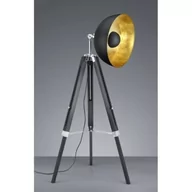 Lampy stojące - Trio Leuchten Lampa podłogowa vintage ze statywem matowy czarny ze złotym - Magna - miniaturka - grafika 1