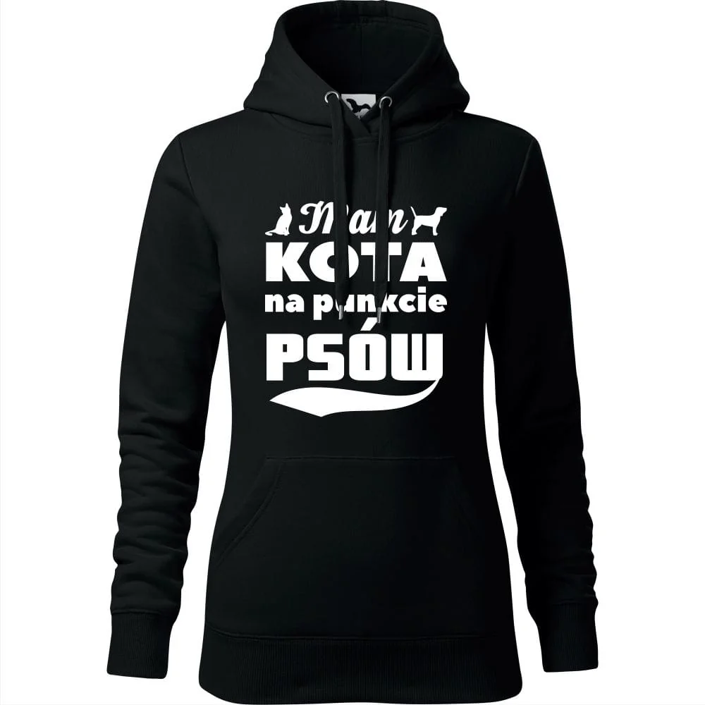 Damska Bluza Z Kapturem - Mam Kota Na Punkcie Psów Czarny S