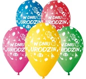 Balony i akcesoria - Gemar Balloons Balony 12", "W dniu urodzin", GEMAR, MIX, 5 szt GS110/PG02 - miniaturka - grafika 1