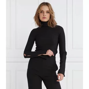 CALVIN KLEIN JEANS Golf TAB SPLIT RIB MOCK NECK | Regular Fit - Swetry damskie - miniaturka - grafika 1