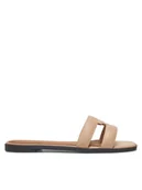 Klapki i japonki damskie - Tommy Hilfiger Klapki Th Logo Strap Mule FW0FW08671 Beżowy - miniaturka - grafika 1