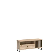 Szafki RTV - Minio, szafka pod TV "CALI 7", listwy, 124 cm, z metalowymi nogami, dąb Artisan / kolor czarny - miniaturka - grafika 1