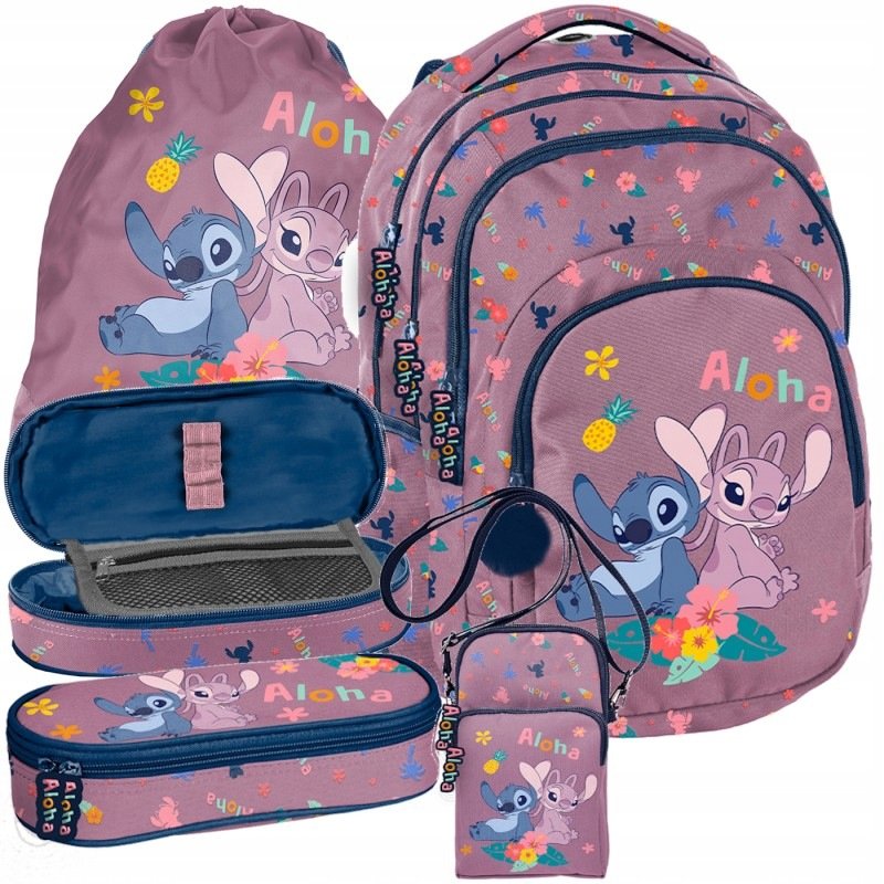Zestaw szkolny Plecak tornister piórnik torebka Lilo i Stitch Aloha