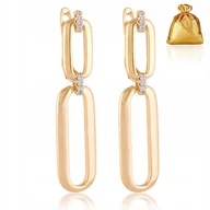 Kolczyki - ELEGANCKIE DAMSKIE POZŁACANE KOLCZYKI ZE STALI CHIRUGCZIEN DŁUGIE WISZĄCE - miniaturka - grafika 1