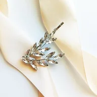 Ozdoby do włosów - Srebrna spinka wsuwka ozdobna elegancka ślubne listki cyrkonie gałązka - miniaturka - grafika 1