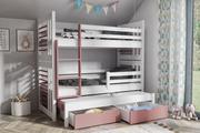Łóżka dla dzieci i młodzieży - Łóżko piętrowe KUK III 180x80 białe/różowe - POLECA nas aż 98% klientów - ZAMÓW (91 822 80 56) - miniaturka - grafika 1