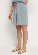 Spodenki damskie - Niebieskie Szorty z Bawełną z Wysokim Stanem i Sznurkiem Talonessa - miniaturka - grafika 1