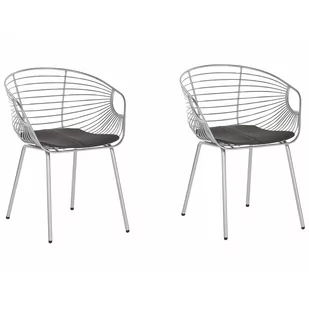 Beliani Zestaw 2 krzeseł do jadalni srebrny HOBACK - Krzesła - miniaturka - grafika 1