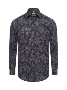Olymp Level Five Koszula męska Mężczyźni Slim Fit Bawełna czarny wzorzysty, 38 - Koszule męskie - miniaturka - grafika 1