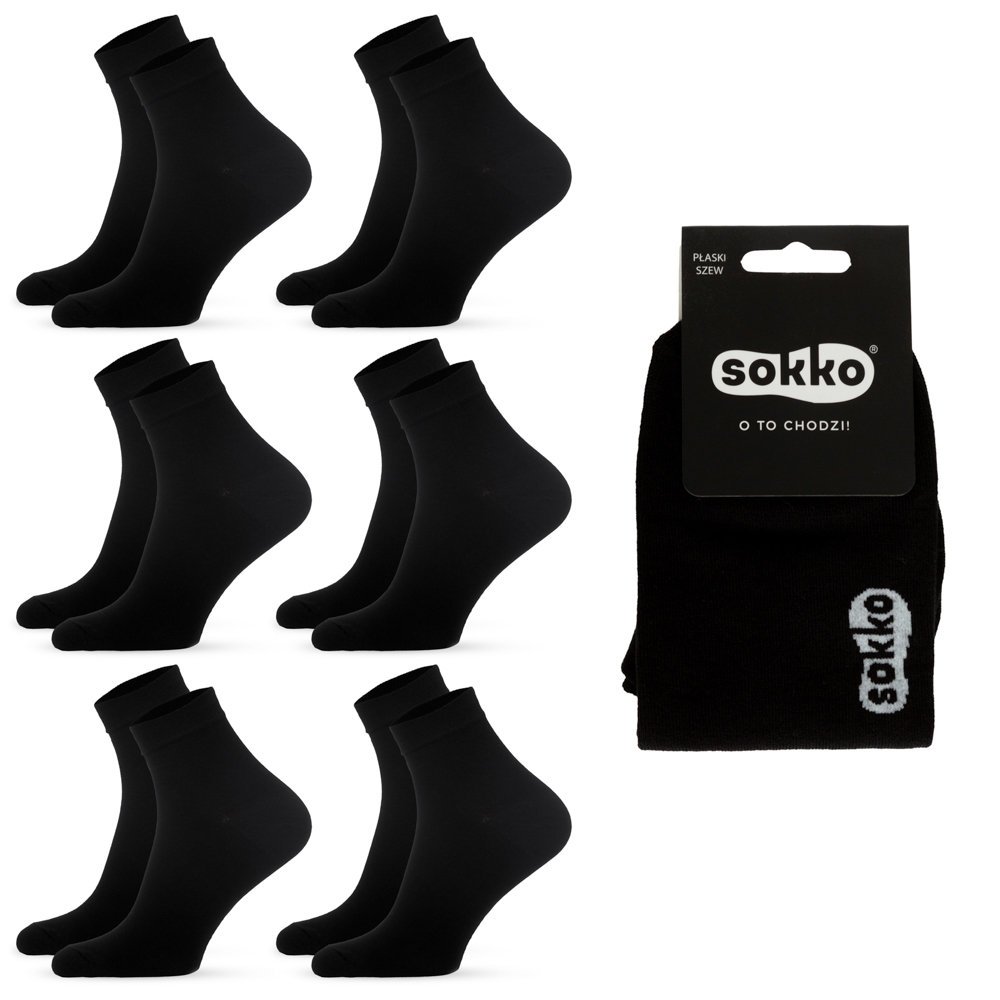 6X SOKKO SKARPETKI MĘSKIE BAMBUSOWE 3/4 ZA KOSTKĘ - SM6-S62-CZA-39-41