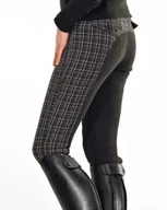 Spodnie damskie - PFIFF Damskie spodnie do jazdy konnej Anna bryczesy w kratkę wielokolorowa czarno-brązowy 164 - miniaturka - grafika 1