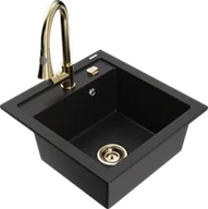 Zlewozmywaki z baterią - Mexen Vito zlewozmywak granitowy 1-komorowy z baterią kuchenną Elia, czarny - 6503-77-670101-50 - miniaturka - grafika 1