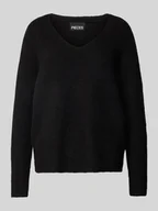 Swetry damskie - Sweter z dzianiny o kroju regular fit z dekoltem w serek model ‘ELLEN’ - miniaturka - grafika 1