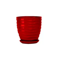 Donice - Doniczka ceramiczna z podstawką duna 15 x 14 cm czerwony połysk symbol 3010 - miniaturka - grafika 1