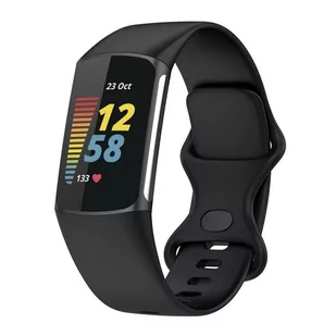 Opaska Pasek Bransoleta Smoothband Fitbit Charge 5 Czarna - Akcesoria do smartwatchy - miniaturka - grafika 1