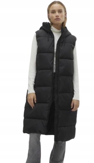 VERO MODA KAMIZELKA DAMSKA CZARNA PIKOWANA NA ZAMEK XS J7A