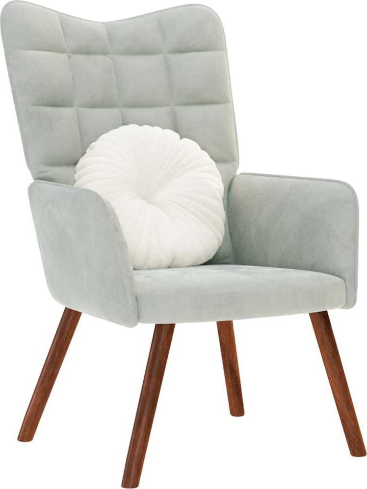 VidaXL Fotel, jasnoszary, obity aksamitem