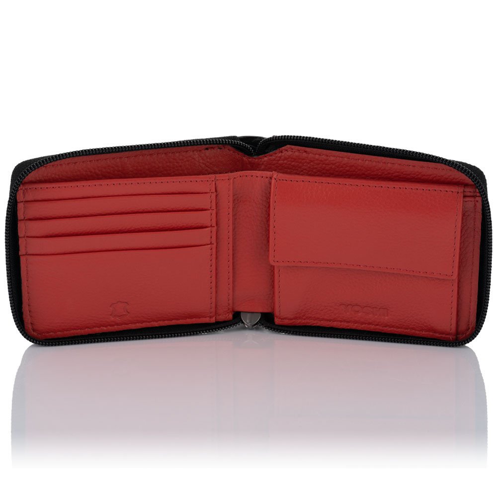 Dwukolorowy skórzany portfel męski Yoshi Y2046 - czerwony