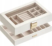 Biżuteria - akcesoria - TACA NA BIŻUTERIĘ 2 POZIOMY - AKSAMITNY ORGANIZER SZKATUŁKA IDEALNY PREZENT - miniaturka - grafika 1