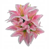 Sztuczne kwiaty - LILIA Bukiet Sztuczny Kwiat gałązki 9 kwiatów LILIE kolor różowy 48cm - miniaturka - grafika 1