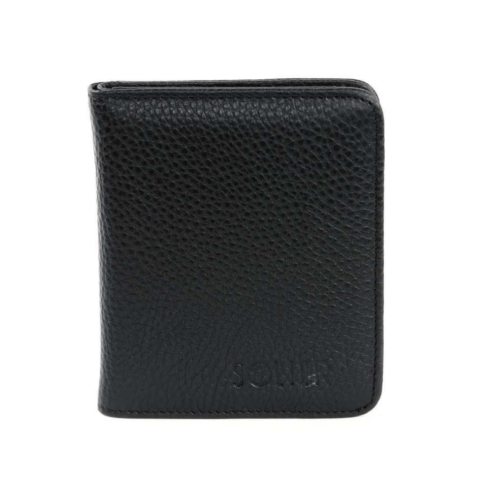 Czarny portfel z naturalnej skóry kompaktowy model Solier SW50 BLACK