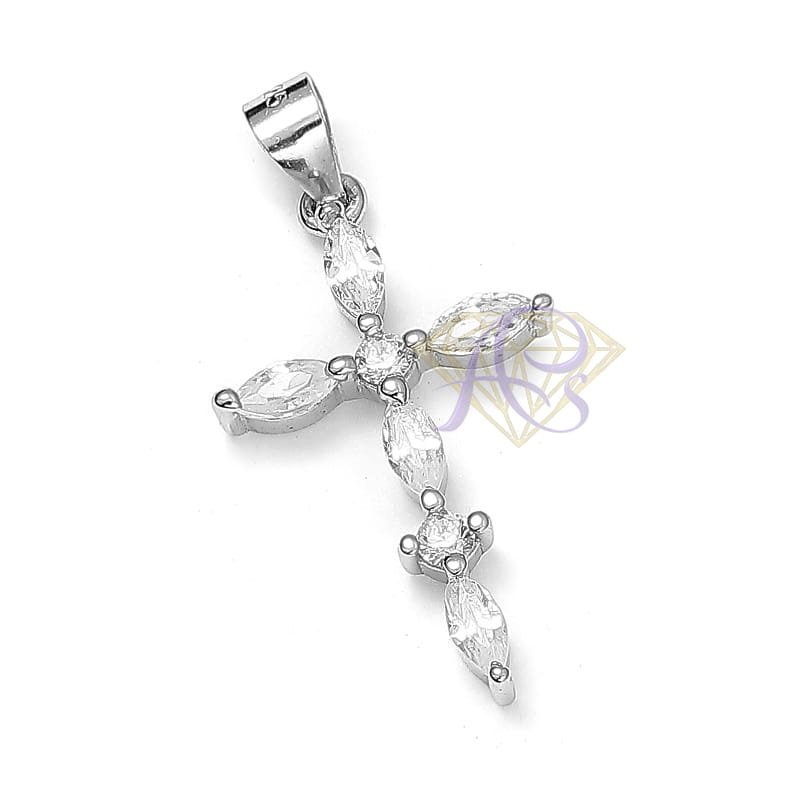 Zawieszka srebrna w kształcie krzyża z cyrkoniami