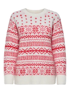 ONLY Sweter Xmas Nordic 15354824 Czerwony Regular Fit - Swetry damskie - miniaturka - grafika 1