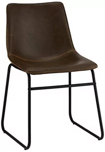 Furnhouse Indiana, brązowe siedzisko PU, czarne nogi ze stali malowanej proszkowo, dł. 46 x szer. 54 x wys. 78 cm zestaw krzeseł do jadalni 2, sklejka, pianka, 46 x 54 x 78 - Krzesła - miniaturka - grafika 1