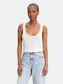 Koszulki i topy damskie - Calvin Klein Top LV044C345G Écru Regular Fit - miniaturka - grafika 1