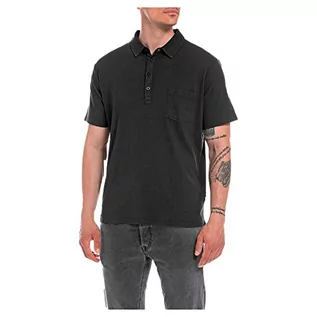 Koszulki męskie - Replay Męska koszulka polo, Dark Grey 391, XL - grafika 1