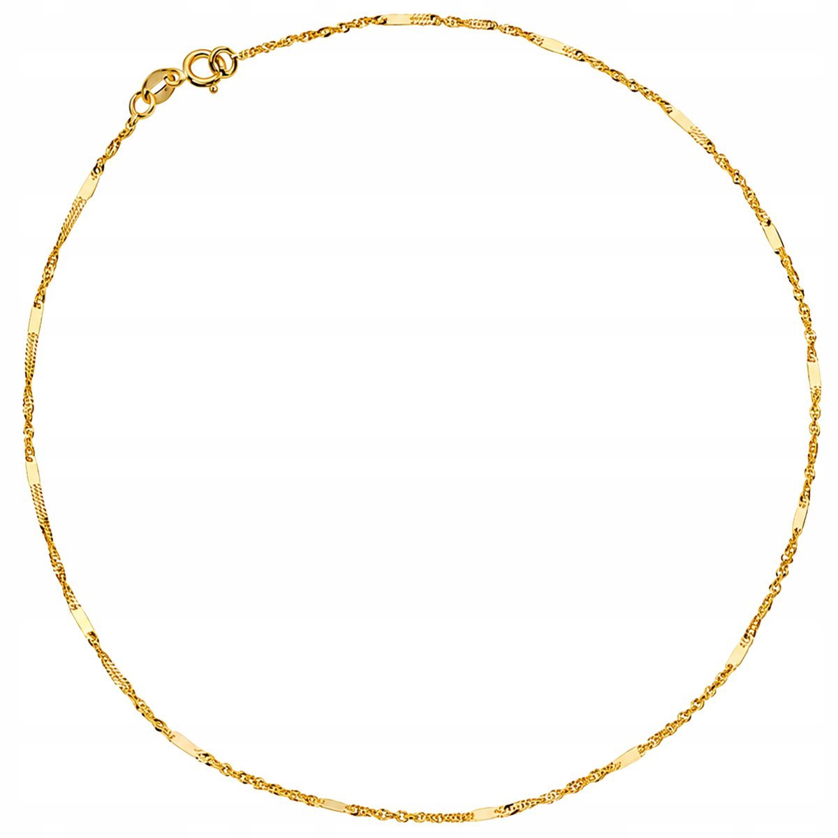 Bransoletka złota splot singapur 585 z blaszką 18 cm elegancki wzór 0.45g