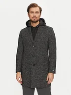 Płaszcze męskie - KARL LAGERFELD Płaszcz wełniany 455712 544727 Czarny Regular Fit - miniaturka - grafika 1