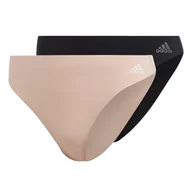 Majtki damskie - adidas Bielizna damska Active Micro Flex stringi majtki (2 sztuki), Czarna kuźnia żelazo/brzoskwiniowy bicz biały, L - miniaturka - grafika 1