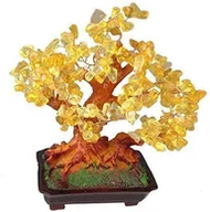 Sztuczne drzewka - Feng Shui drzewko szczęścia 25 cm drzewko pieniężne bonsai łapka ręczne wykonanie kamień liliowy ametyst - miniaturka - grafika 1