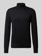 Swetry męskie - Sweter o kroju slim fit z dodatkiem wełny z efektem dzianiny - miniaturka - grafika 1