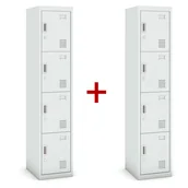 Szafki BHP - B2B Partner Szafka szatniowa 4-drzwiowa, zamek cylindryczny, 1800 x 380 x 450 mm, szara/szara, 1+1 GRATIS 485035 - miniaturka - grafika 1