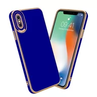 Etui i futerały do telefonów - Etui Do Apple iPhone X / XS Porkowiec w Glossy Niebieski - Różowe Złoto Ochrona kamery Obudowa Case Cover TPU Cadorabo - miniaturka - grafika 1