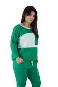 Dresy damskie - Dwukolorowy komplet bawełniany SIMILI Biało-zielony 1 - miniaturka - grafika 1