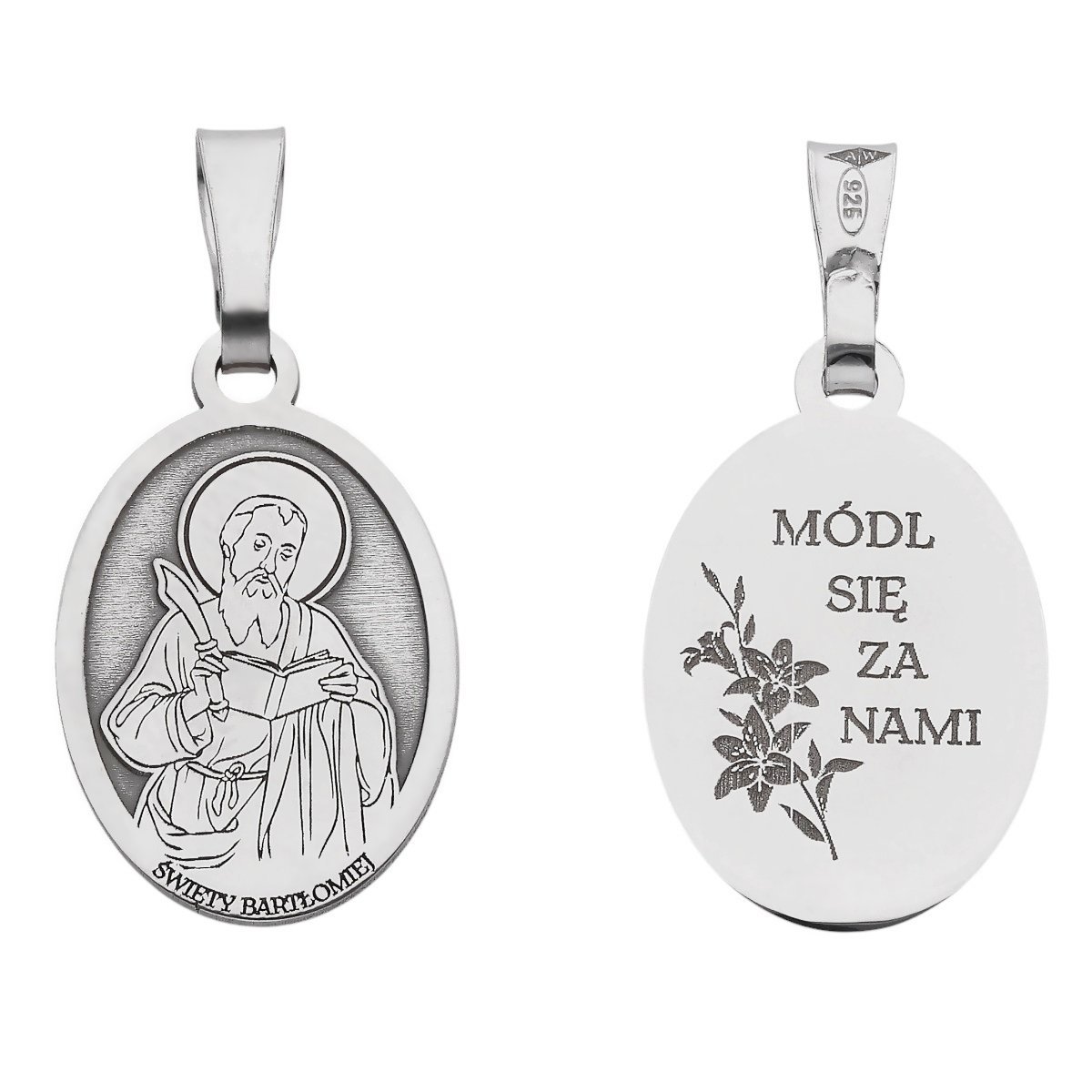 Medalik srebrny Ag 925 rodowany Św. Bartłomiej MDC037R