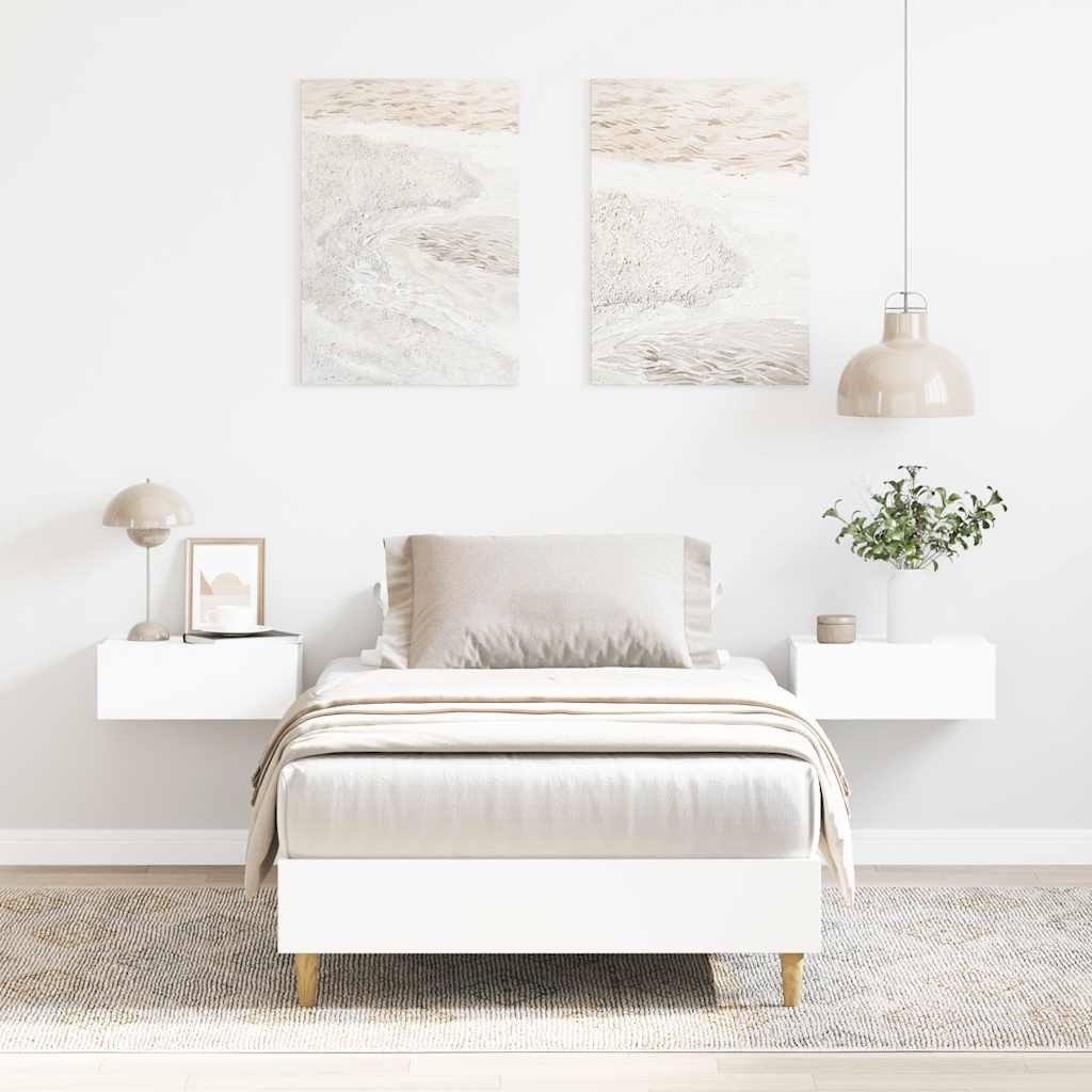 Rama łóżka bez materaca biała 100x200 cm drewno klejone